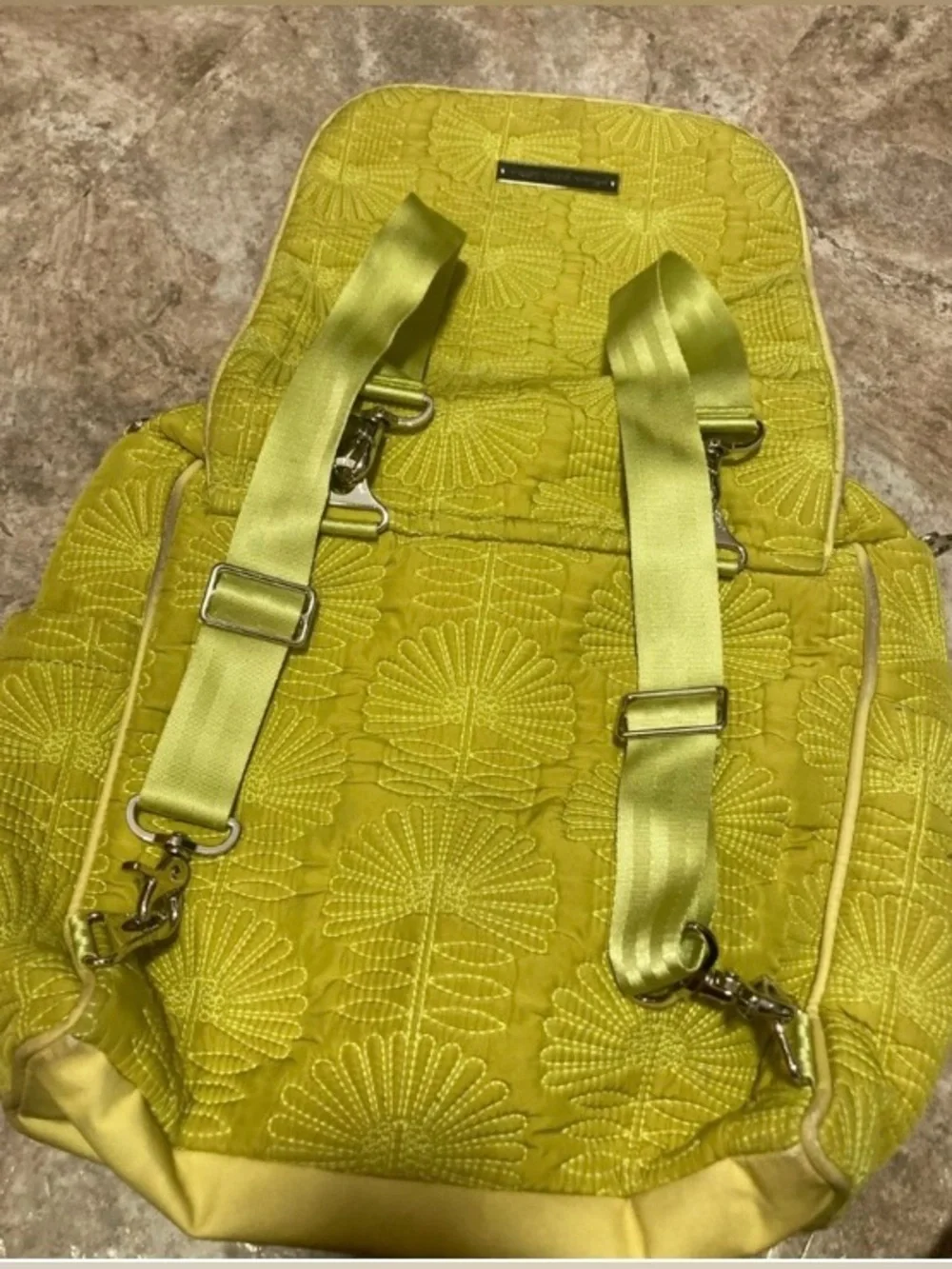 Petunia Pickle Bottom Chartreuse Quilted Diaper Backpack